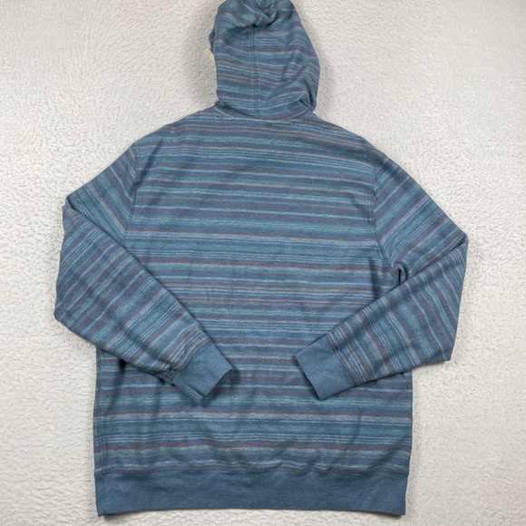 Faherty Hoodie Mens XXL Blue Organic Cotton Striped Slub Pullover Casual Travel - Picture 2 of 10